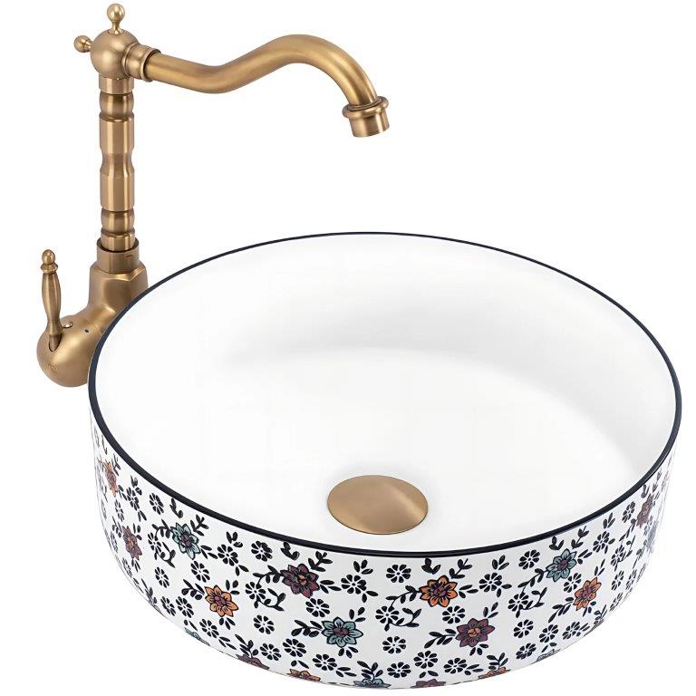 Νιπτήρας Πορσελάνης Rea Stefania 36 x 36 x 12 εκ. Λευκό / Σχέδιο