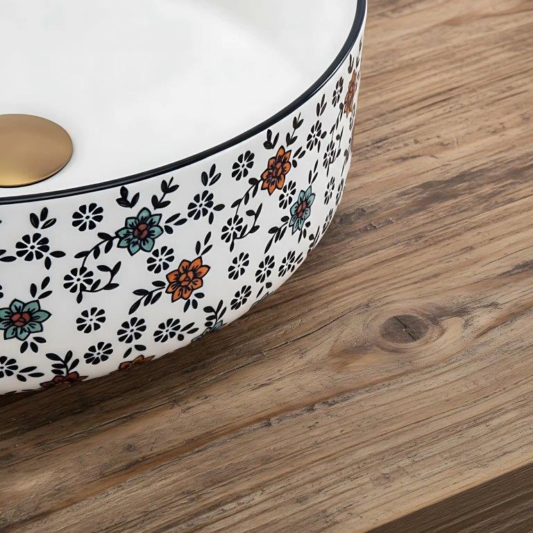 Νιπτήρας Πορσελάνης Rea Stefania 36 x 36 x 12 εκ. Λευκό / Σχέδιο