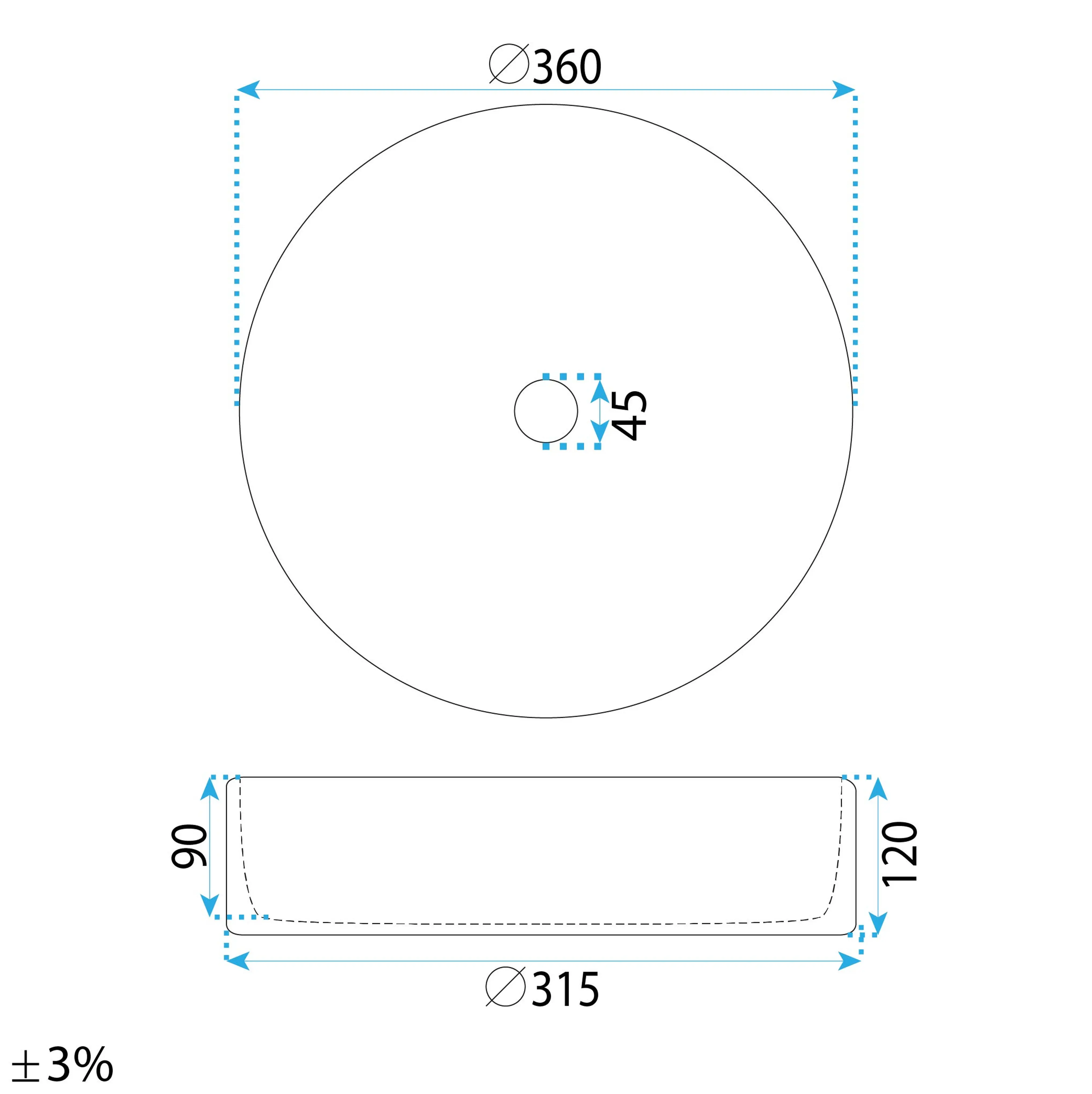 Νιπτήρας Πορσελάνης Rea Stefania 36 x 36 x 12 εκ. Λευκό / Σχέδιο