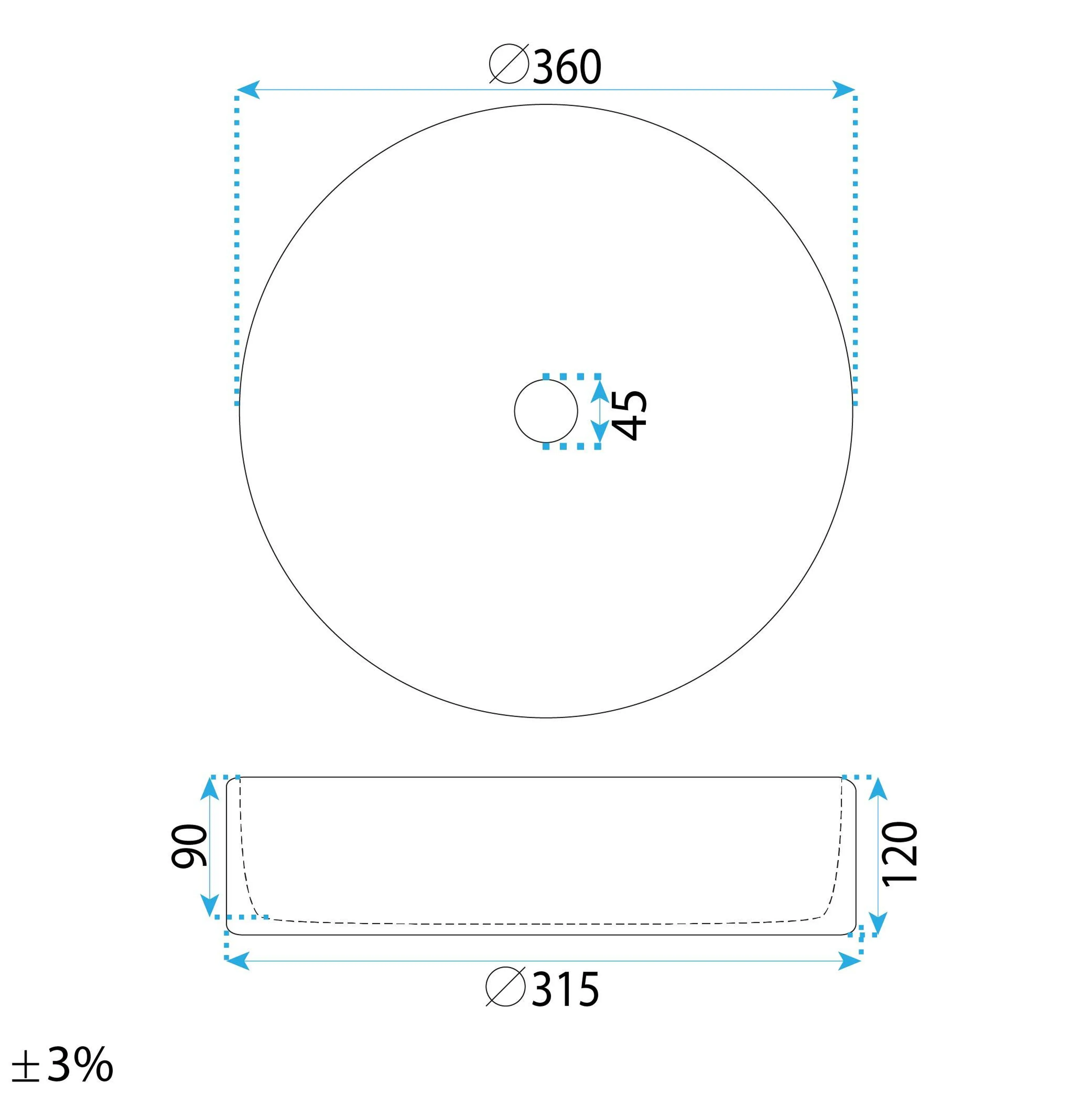 Νιπτήρας Πορσελάνης Rea Stefania Fiori 36 x 36 x 12 εκ. Λευκό / Σχέδιο
