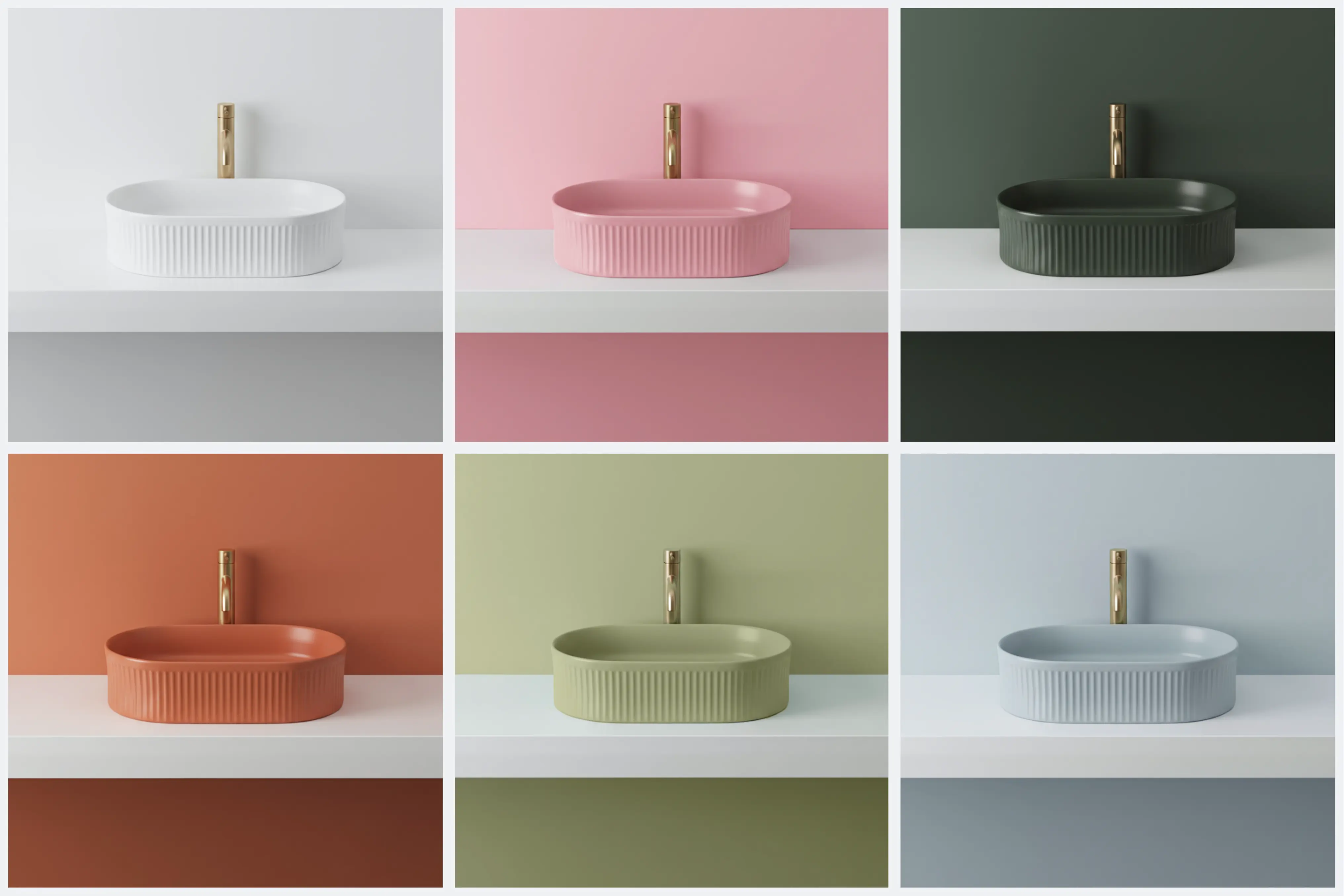 Νιπτήρας Πορσελάνης Rea Vanda Bubble Gum Matt 50 x 31 x 13.5 εκ.