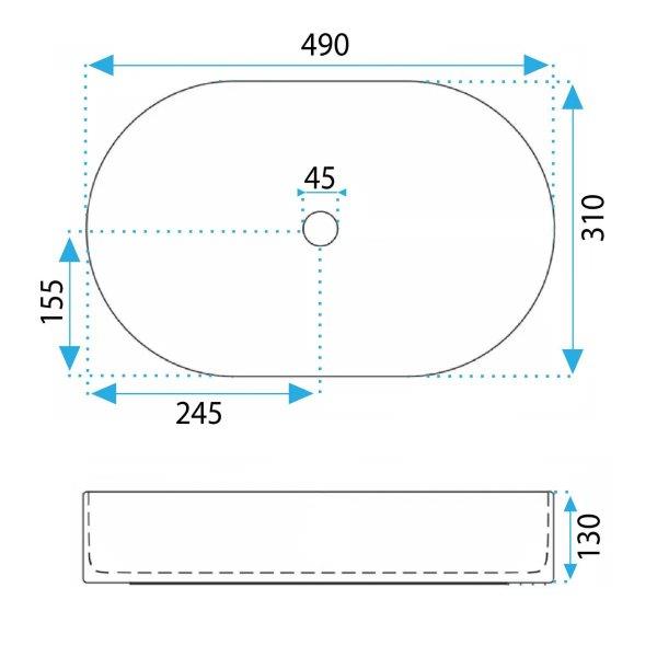 Νιπτήρας Πορσελάνης Rea Vanda Pistachio Matt 50 x 31 x 13.5 εκ.