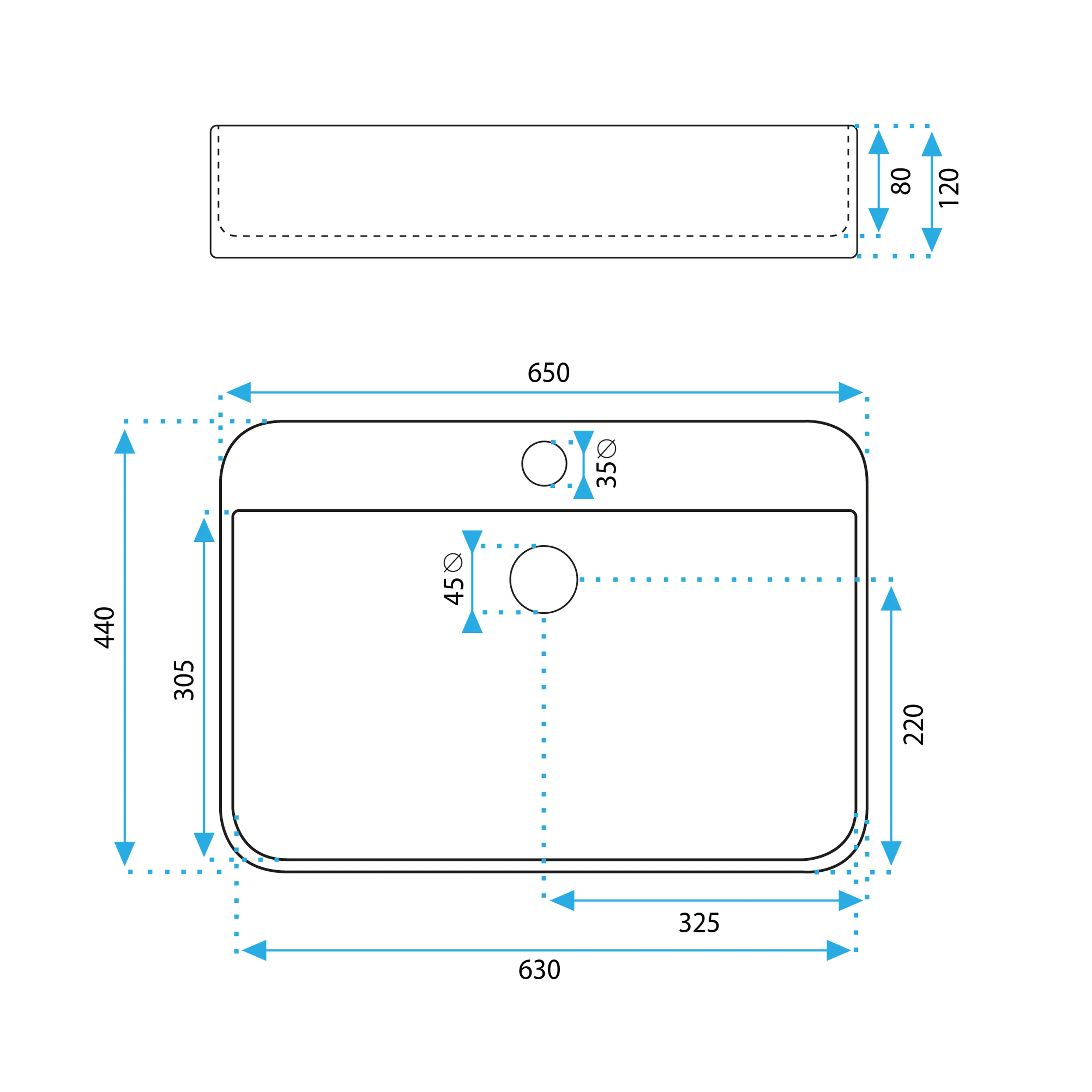 Νιπτήρας Πορσελάνης Rea Verona 65x44x12 εκ. Λευκός Επιτραπέζιος