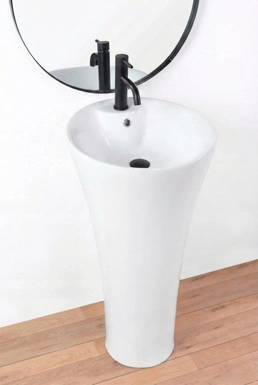 Ανεξάρτητος Επιδαπέδιος Κεραμικός Νιπτήρας Rea Agnes White Gloss - 45.5 x 45.5 x 87 cm