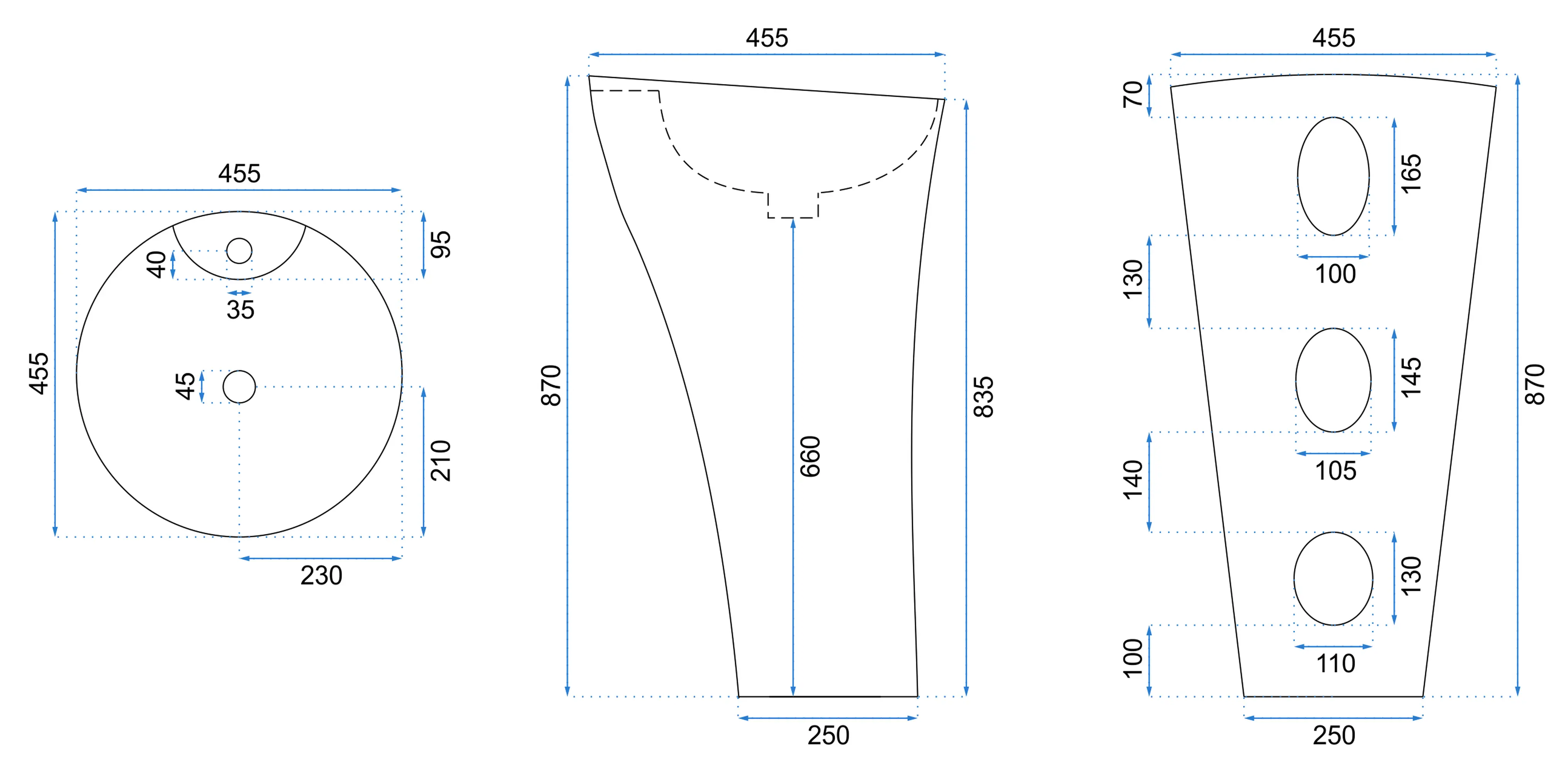 Ανεξάρτητος Επιδαπέδιος Κεραμικός Νιπτήρας Rea Agnes White Gloss - 45.5 x 45.5 x 87 cm