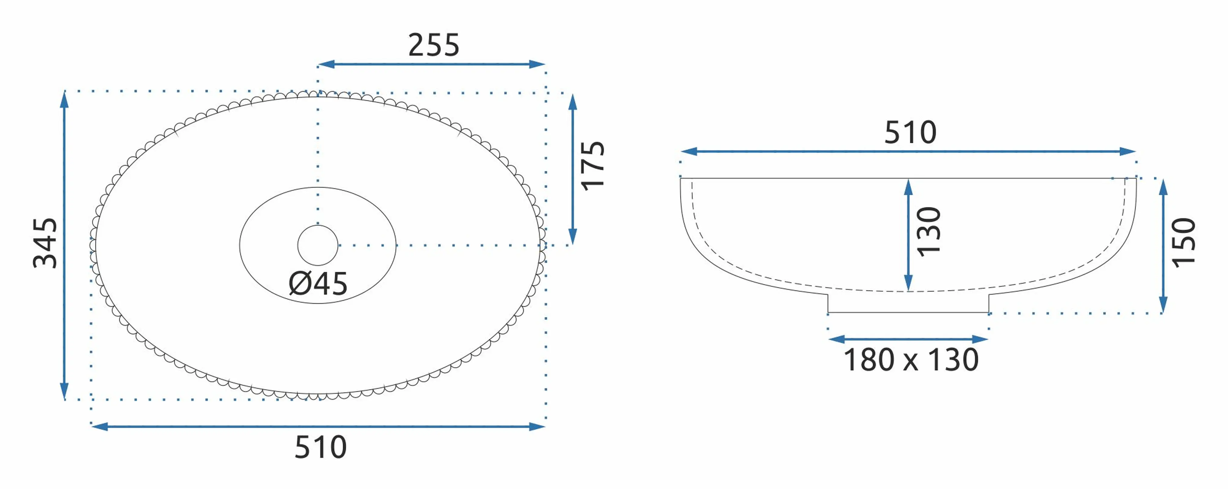 Νιπτήρας Πάγκου Rea Nicole Transparent Crystal Glass - 51 x 34.5 cm
