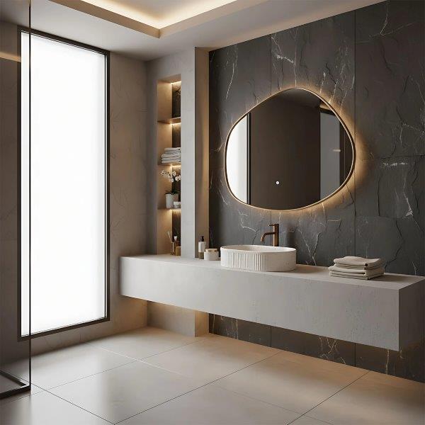 Νιπτήρας Επικαθήμενος Rea Sandy 49x31x13 cm Ματ Μπεζ (Απομίμηση Πέτρας)