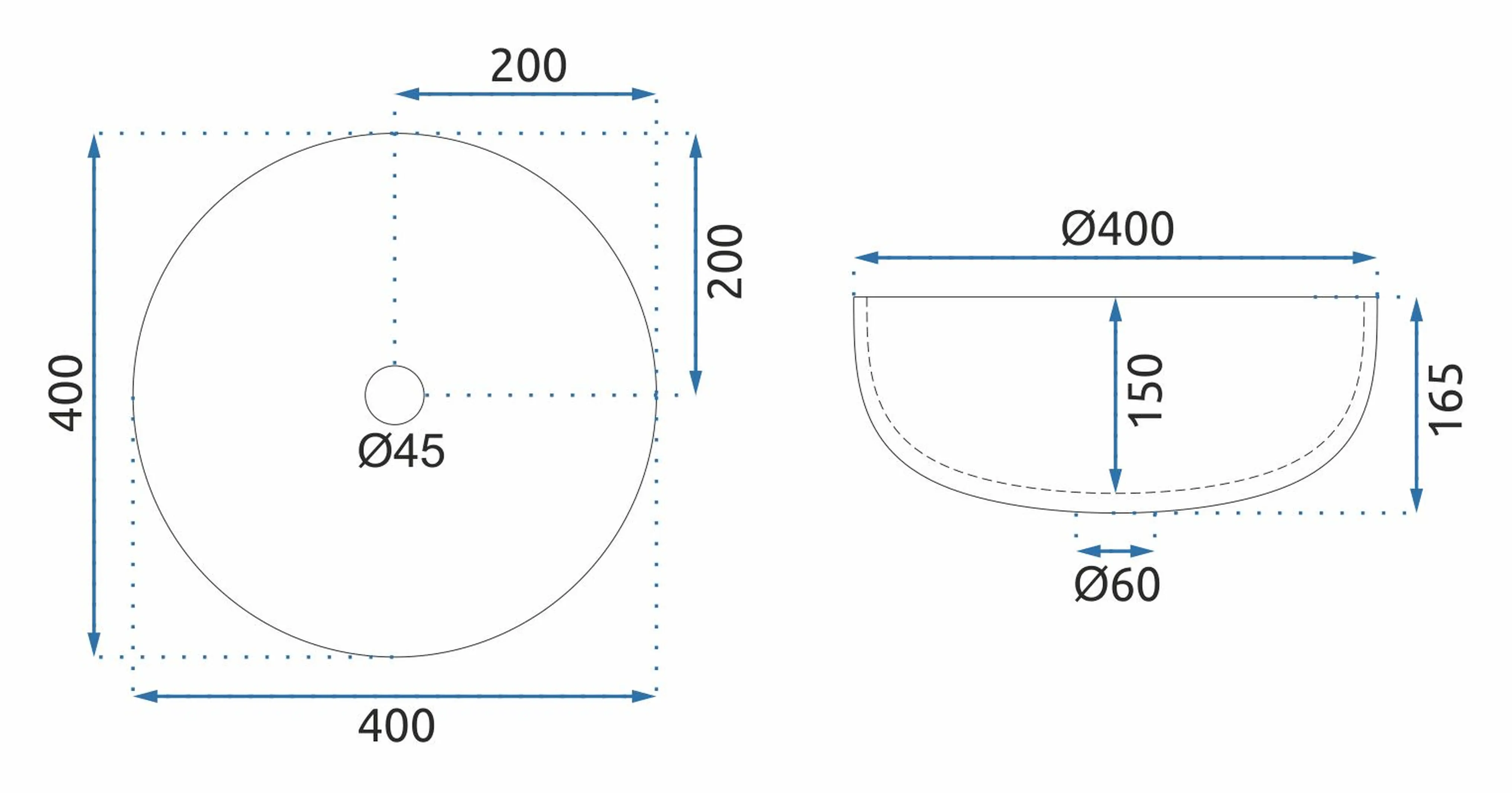 Νιπτήρας Πάγκου Rea Sue Transparent Crystal Glass - 40 x 40 x 16.5 cm