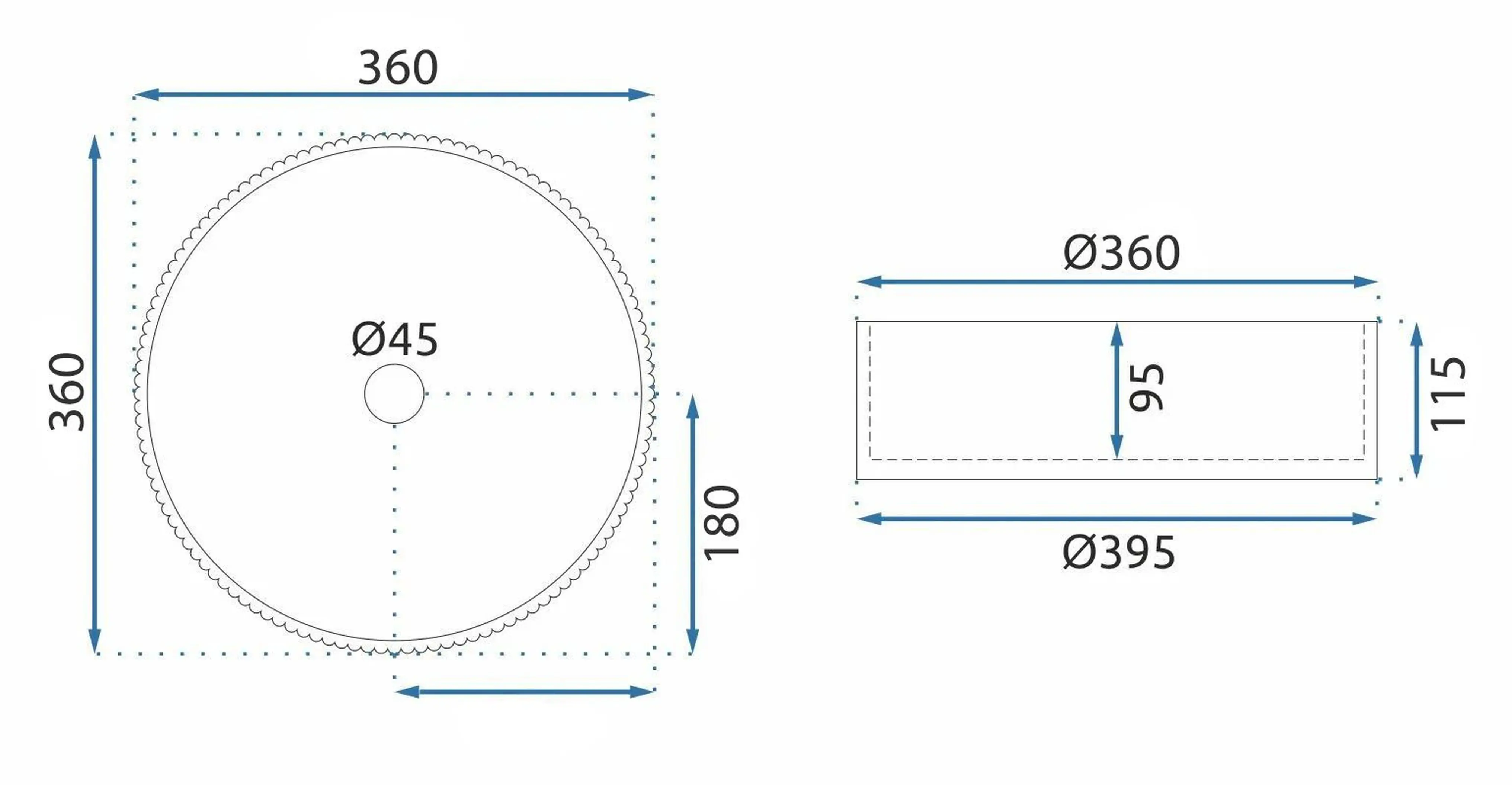Νιπτήρας Επικαθήμενος Rea Suri Brown (Γυάλινος) - 50 x 40 cm