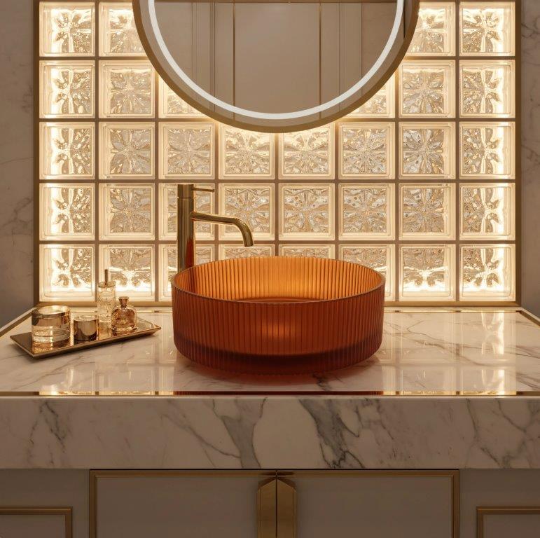 Νιπτήρας Επικαθήμενος Rea Suri Brown (Γυάλινος) - 50 x 40 cm